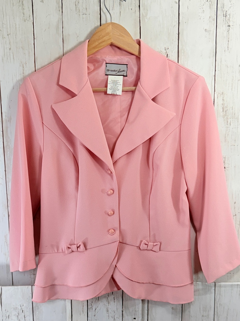 VTG  Blazers & Suits Breakin Loose Light Pink Bow Accent blazer fish tale skirt